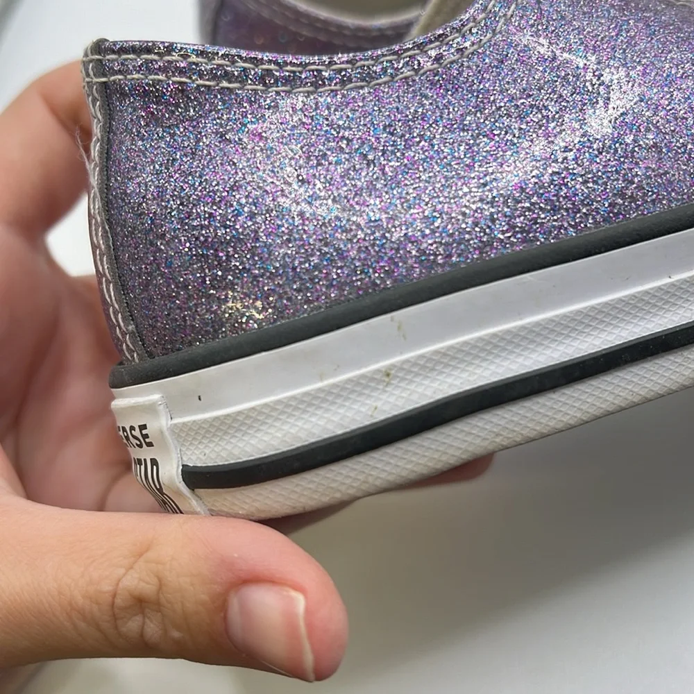 Converse Sneakers Shoes Moody Purple Glitter Kids Juniors Girls Size 3